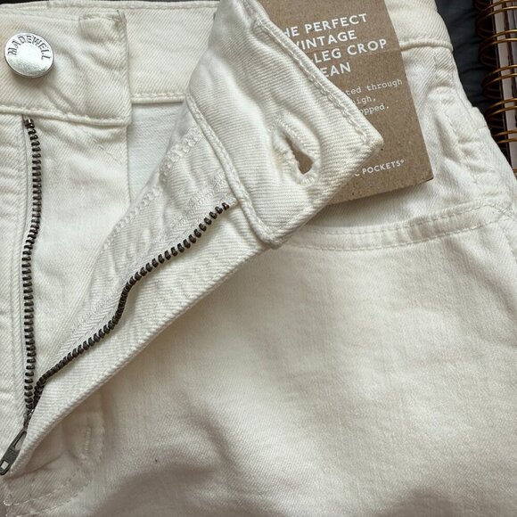 Madewell The Perfect Vintage Wide Leg Crop Jean Women's 25 White Denim Chic NWT - Picture 12 of 14